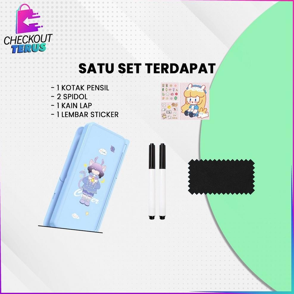 

rt-4 CT A73 Tempat Pensil 2IN1 Multifungsi Pencil Case Book Holder Kotak Pensil Lipat dengan Tatakan Buku dan Papan Tulis PraktisAnakSekolah Sale