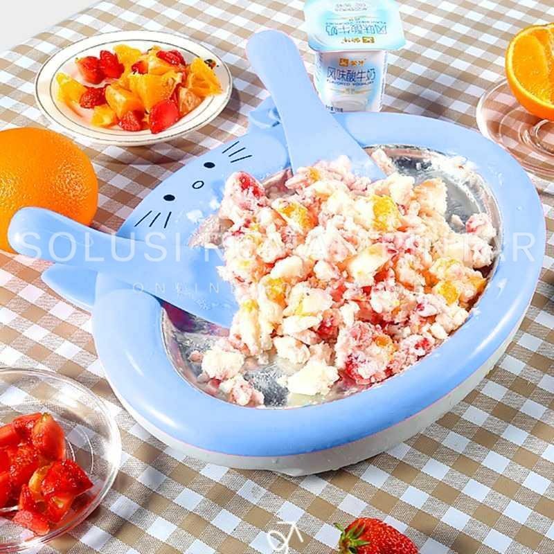 Wadah Pembuat Es Krim & Yogurt Fried Ice Maker – ENHOR Cetakan Es Krim Roll Food Grade, 2 Spatula