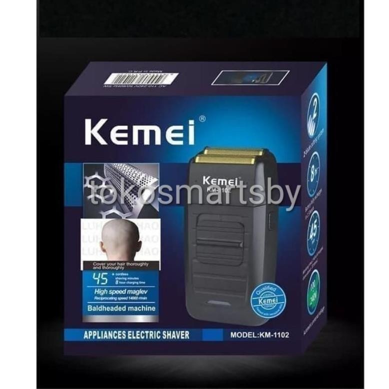 VIRAL Alat Cukur Kumis Dan Jenggot Botak Rechargeable Shaver Kemei KM 1102 io-98
