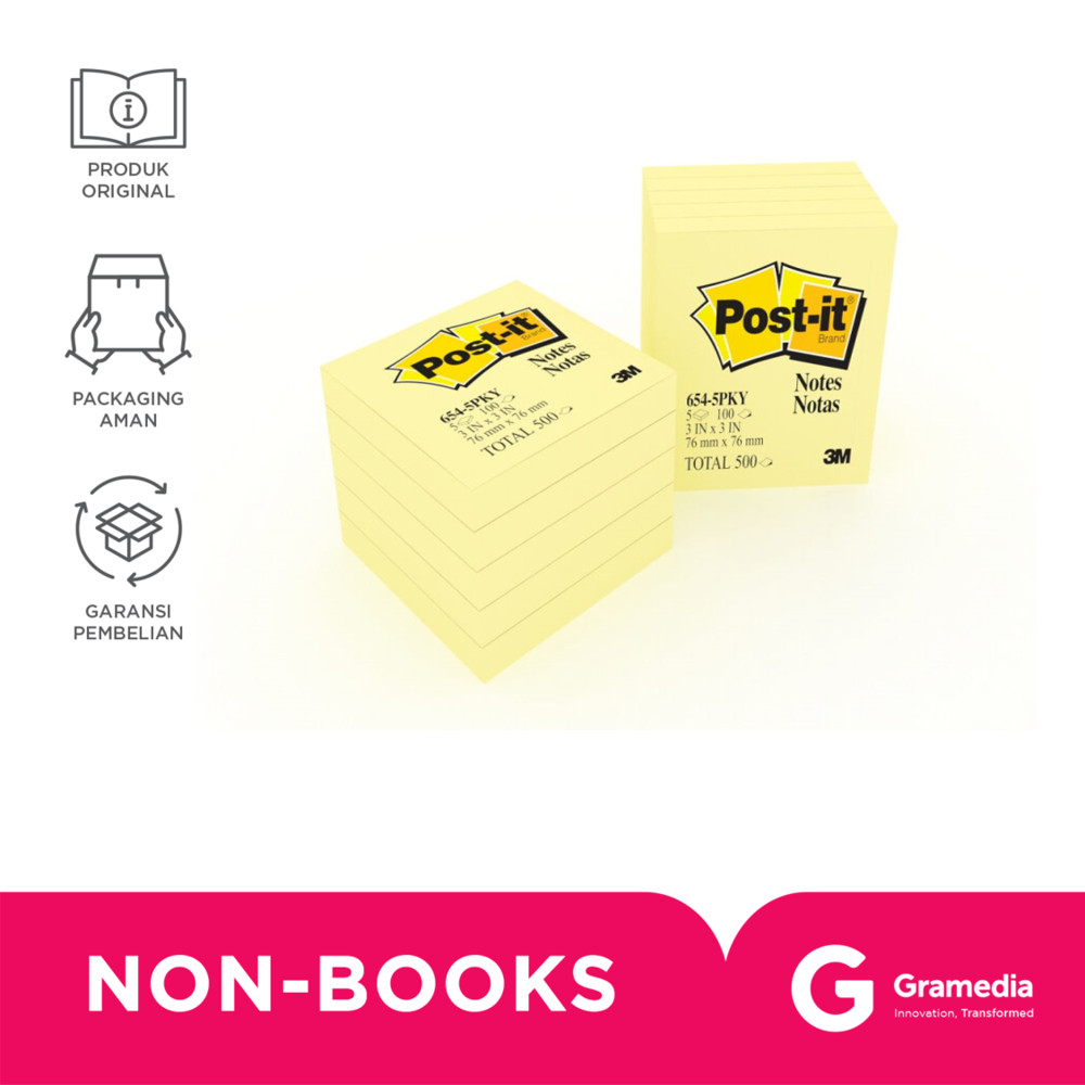 

Gramedia Cirebon - 3M POST IT 654-5 CY NOTES YELLOW 3X3 5PADS / PACK