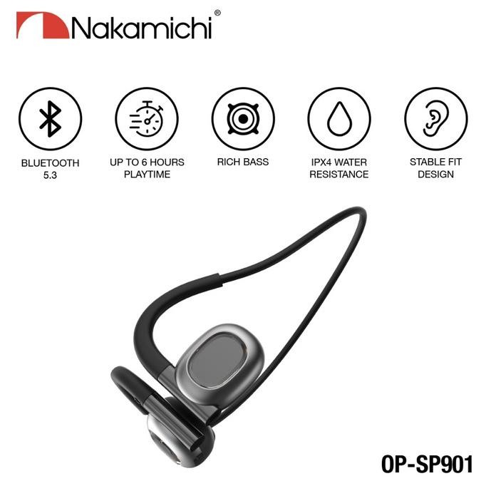 TERMURAH - Nakamichi OP-SP901 Open Ear Air Conduction Earphones Bluetooth TWS HD