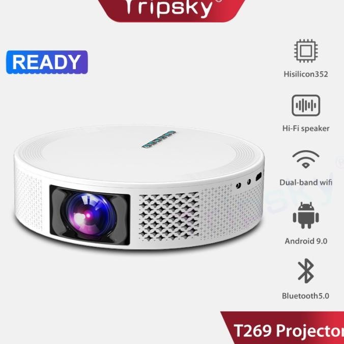 PROYEKTOR TRIPSKY T269 SMART PROJECTOR 10000LUMEN HD ANDROID PROYEKTOR ORIGINAL DAN TERPERCAYA