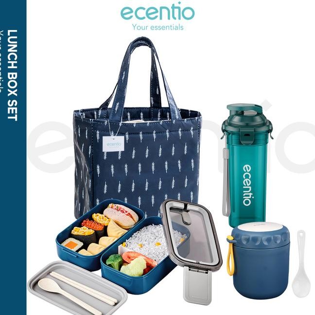 ECENTIO KOTAK MANKAN BRAND MASKOT TAS BOTOL AIR MINUM LUNCH BOX SET KOTAK MAKAN TEMPAT MAKAN KOTAK B