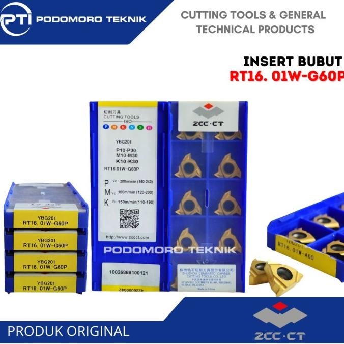 Insert Bubut Ulir Luar Zcc-Ct Ybg 201 Rt16 01W-G60P Kualitas Premium