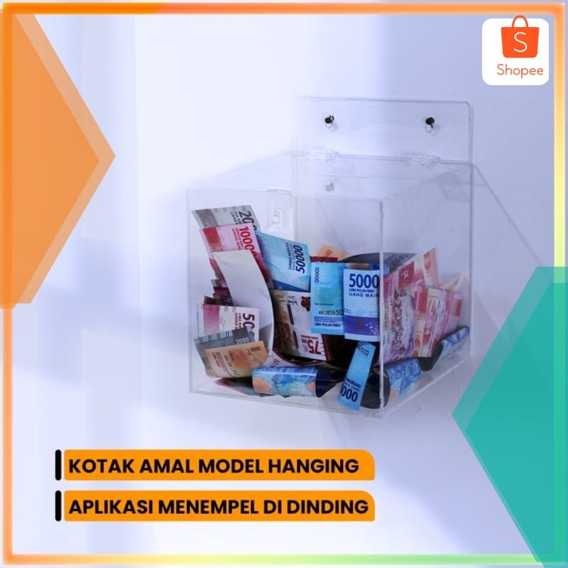 

Murah Kotak Amal Akrilik / Kotak Saran Acrylic Model Hanging 25x25x25 cm Elegan