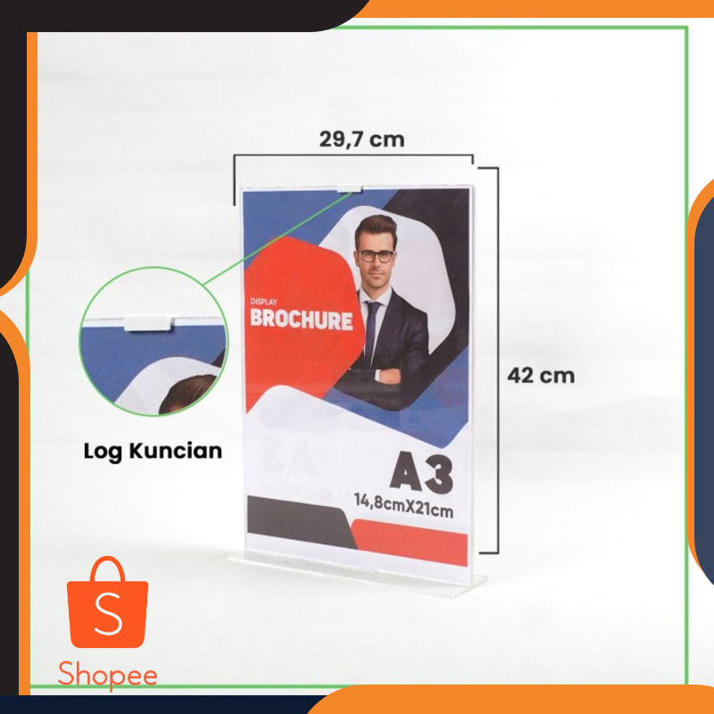 

Terlaris Tent Holder I Tempat Brosur I Tent Card Akrilik Display A3 - Potrait Elegan