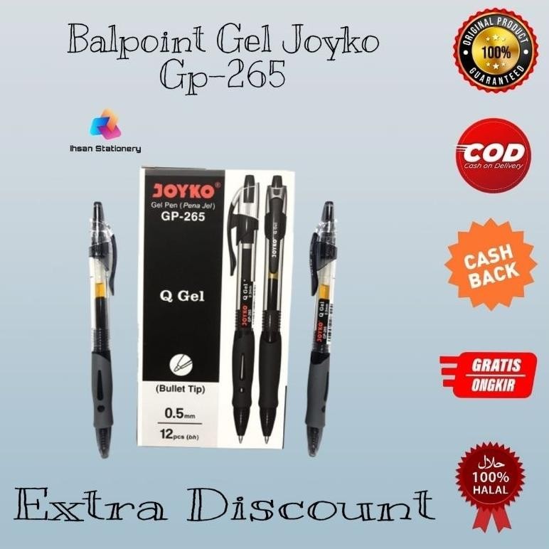 

New Ballpoint Joyko Q Gel 265 Isi 12 Pcs (1 Lusin) Murah