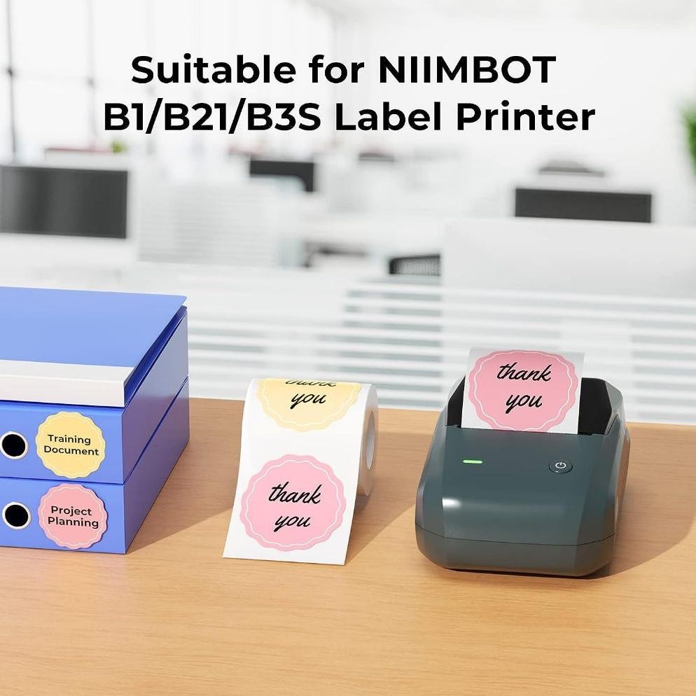 

bas-12 NIIMBOT B21/B1/B3S Stiker Label Bulat Transparan/Warna/Putih, Stiker Penyegel Kue Makanan Murah