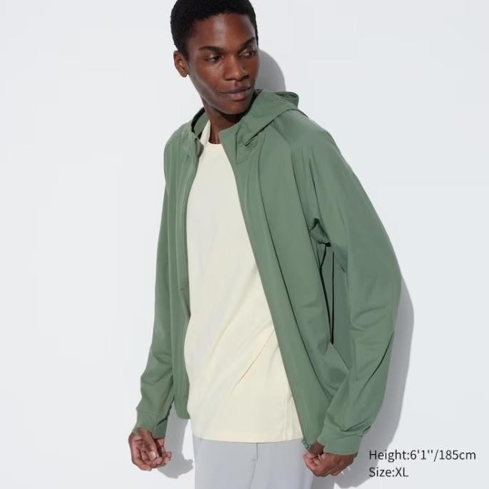 Fashion Terbaru Jastip Airism Jaket Hoodie Retsleting Uv Protection Pria Uniqlo
