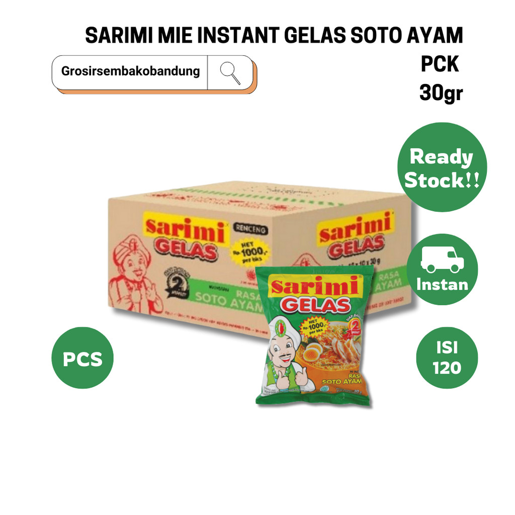 

SARIMI MIE INSTANT GELAS SOTO AYAM PCK 30gr - 1 Dus - Kota Bandung