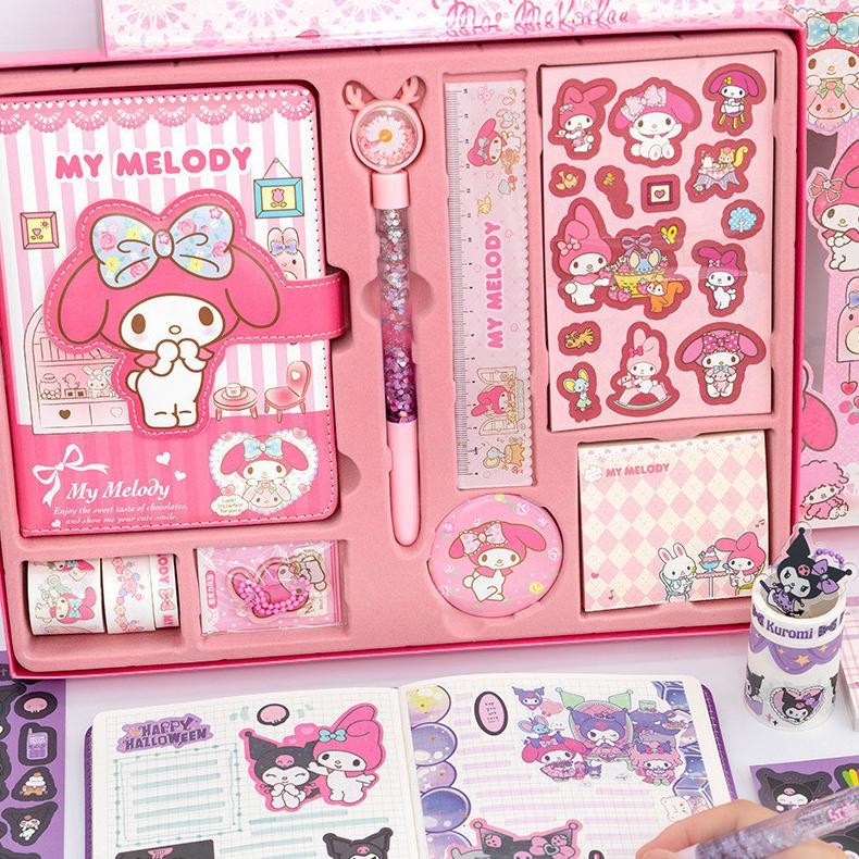 

fg-7 9 IN 1 GIFT BOX ALAT TULIS SANRIO / SET ALAT TULIS SANRIO / STATIONARY GIFT BOX KUROMI MELODY Termurah