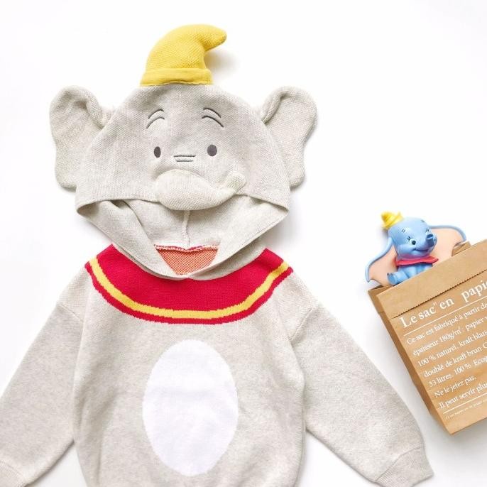 oiu Dumbo knitted hooded sweater baju hangat anak hooded dumbo TERLARIS