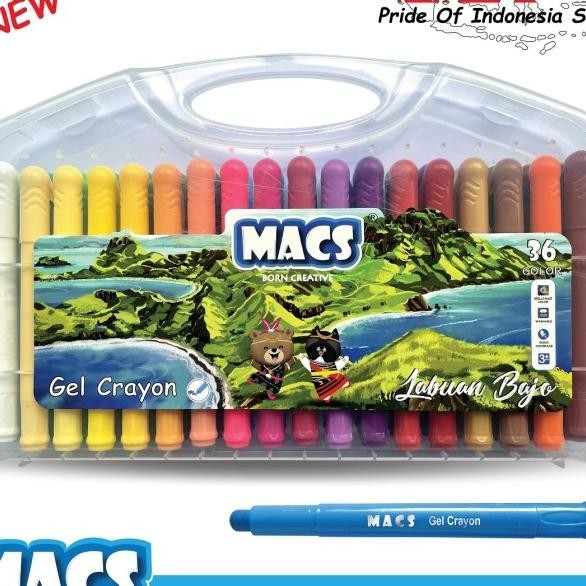 

Krayon Macs Gel Crayon 36 Color/Warna Aman Mudah Dibersihkan Washable