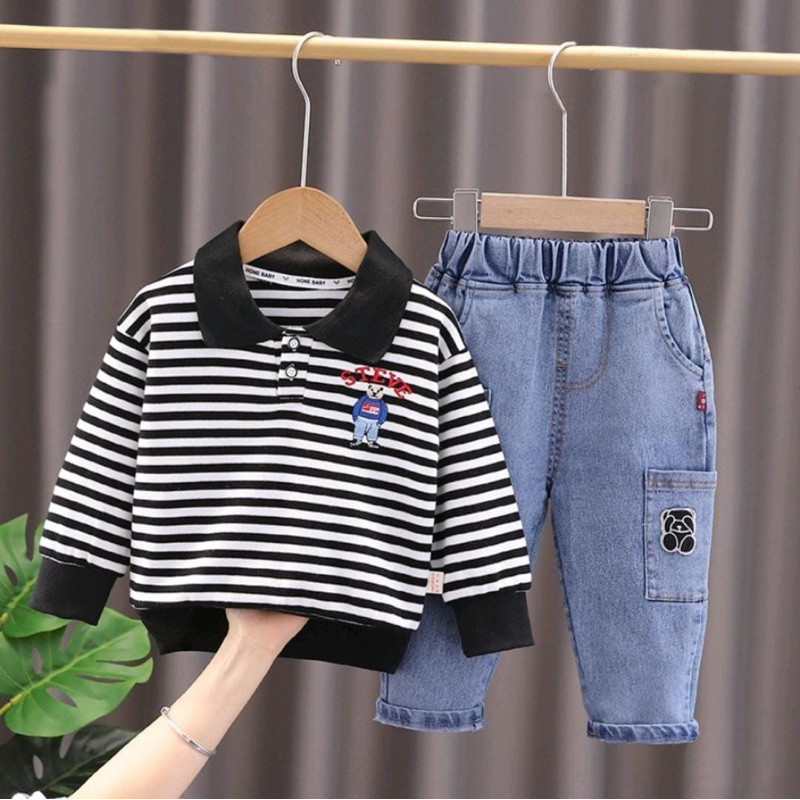 Setelan Anak Laki2 Wanset Kids Kekinian Korean Style Oneset Tanggung Umur 3-12 Tahun Atasan Bawahan 
