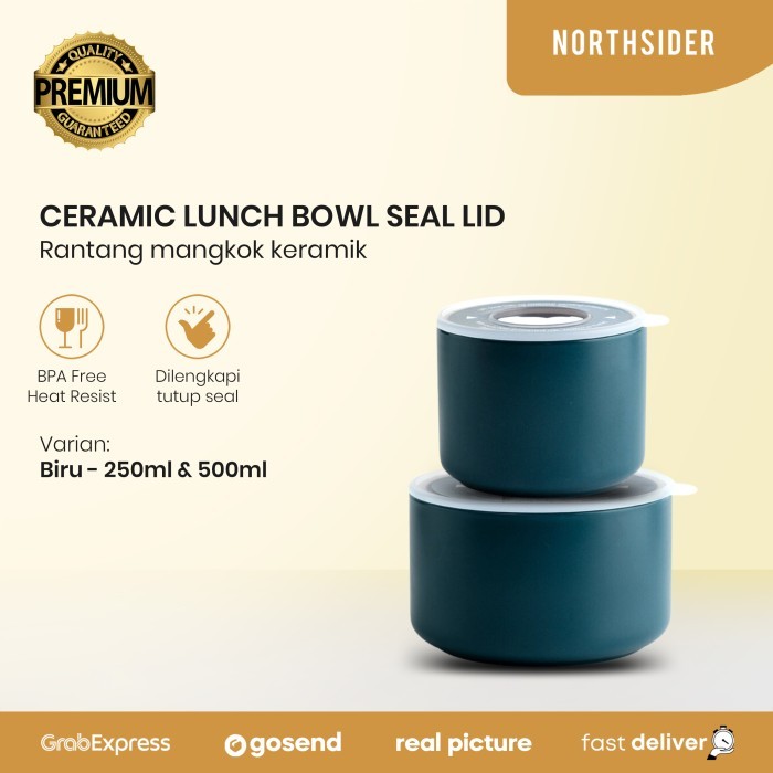 

Terbaru Tempat makan wadah keramik mangkok food storage vacuum seal lid - Biru 250ml Limited