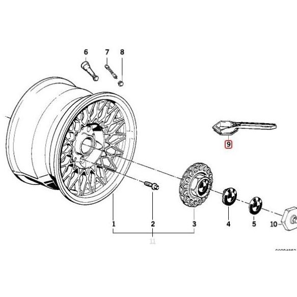 Original Bmw Bbs Style 5 Hub Cap Wrench Kunci Pembuka Dop Roda 80Mm New