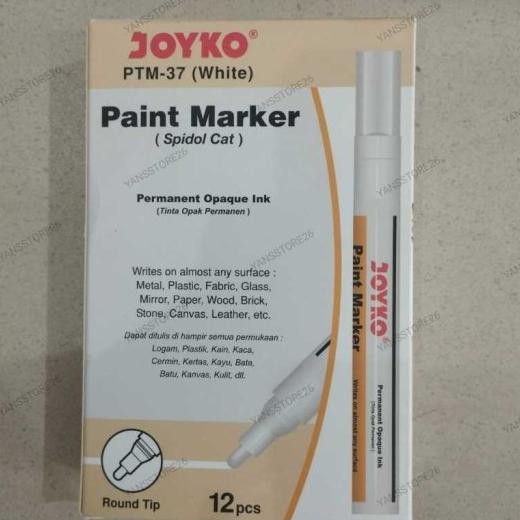 Spidol Putih Joyko Permanen ( 1 Pa : 12 Pcs )