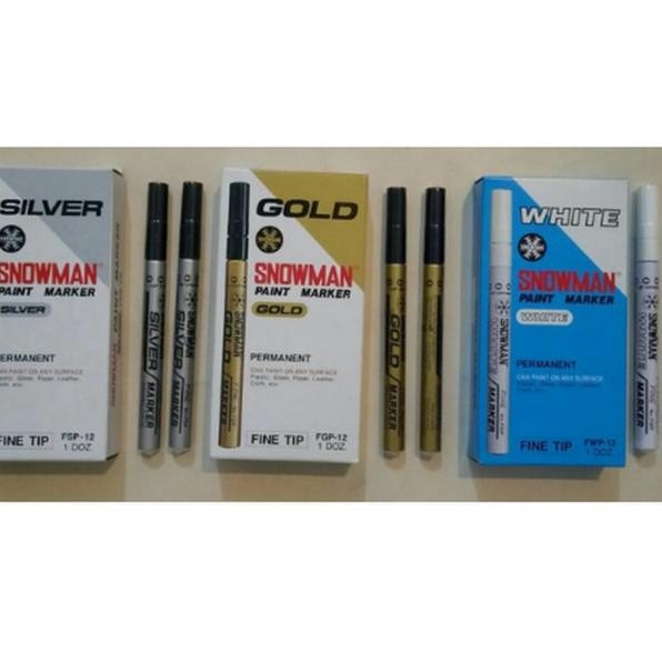 

Spidol Snowman Paint Marker Fine Fwp.12 White Gold Sier