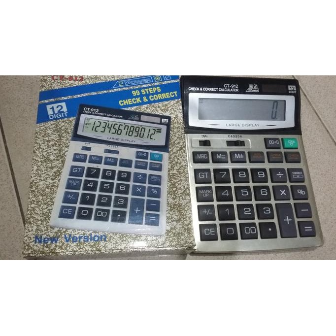 

qw-45 KALKULATOR JUMBO 20cm 12 DIGITS AUTO REPLAY / CHECK / CORECT / 2 POWER Murah