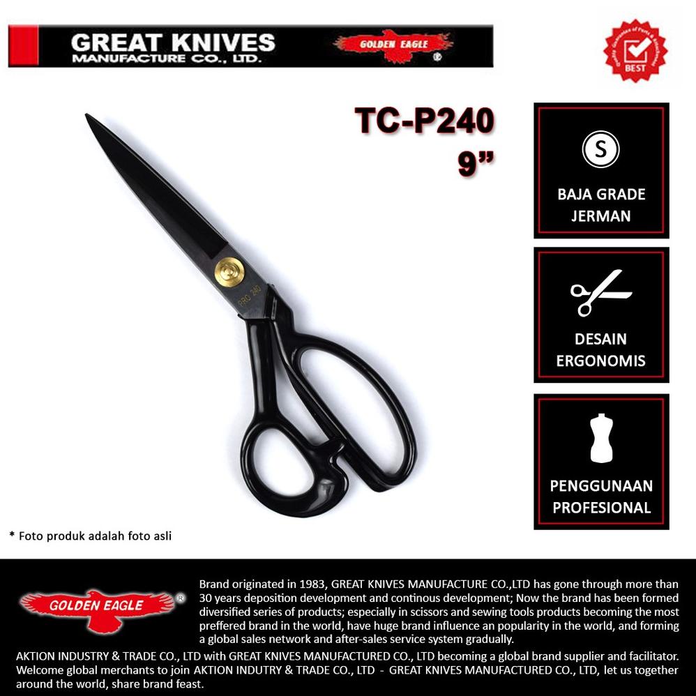 

Terbaru Gunting Potong Bahan Kain Golden Eagle 9 Inch Tc-P240 - Tailor Scissors