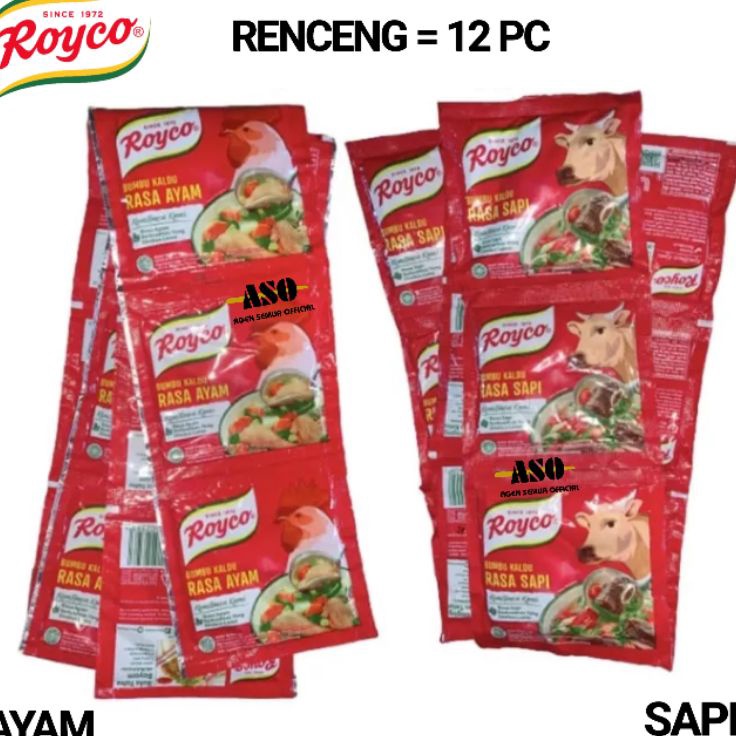 

Grosir ROYCO bumbu penyedap 9gr kaldu AYAM SAPI sachet RENCENG ( isi 12 ) Baru