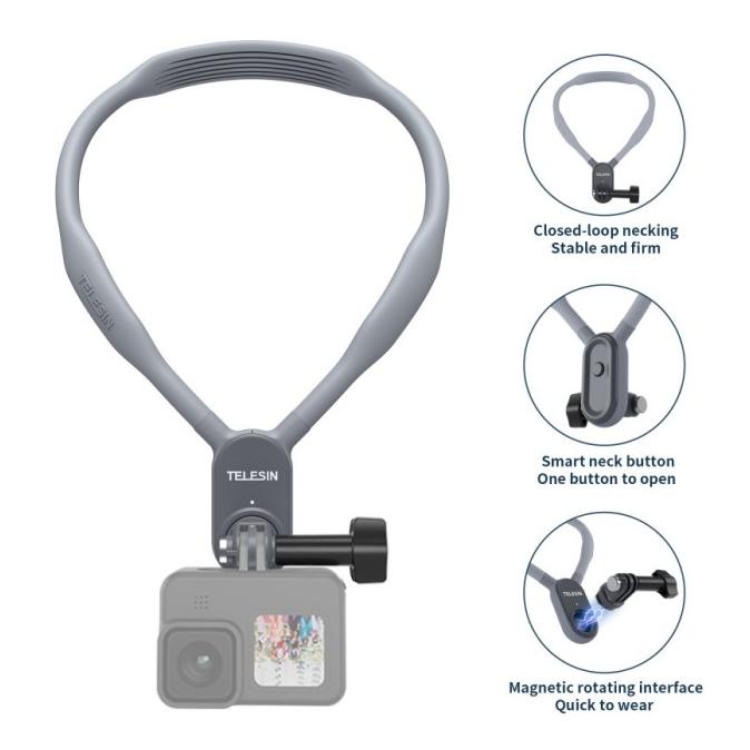 Telesin Silicon Neck Mount Magnetic Hanging Neck Camera Holder Strap