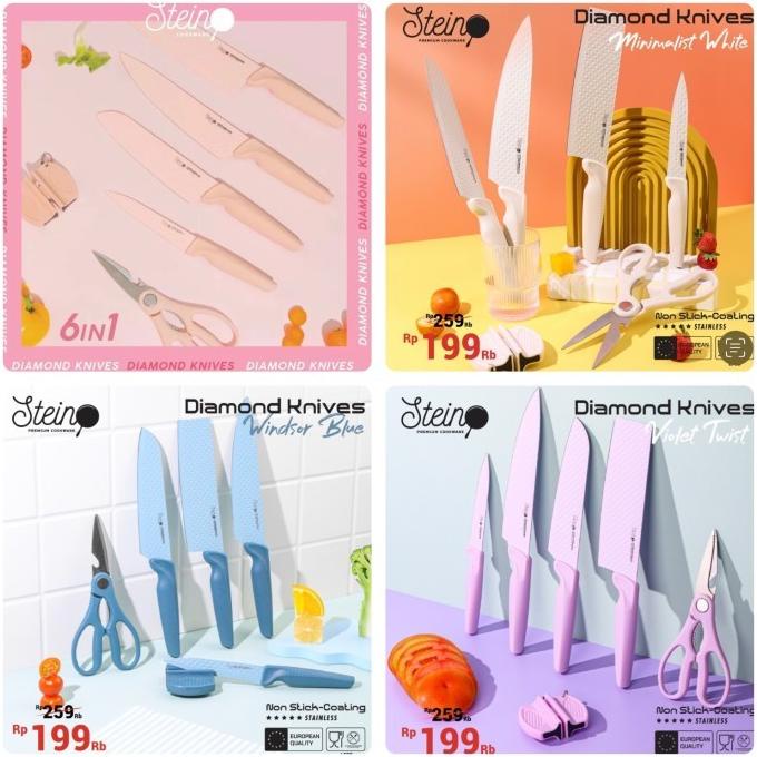 #####] Stein Cookware Diamond Knife Set (Pisau Dapur) - Putih
