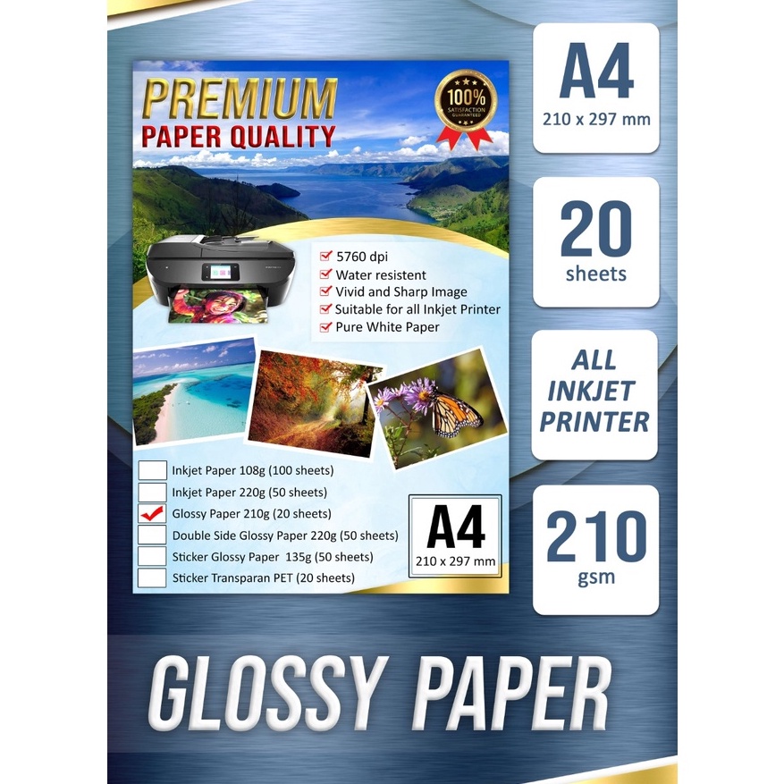 [PROMOGDK2] Glossy Paper / Kertas Foto Kilat / Kertas Photo Kilat 210gsm A4 Weekend