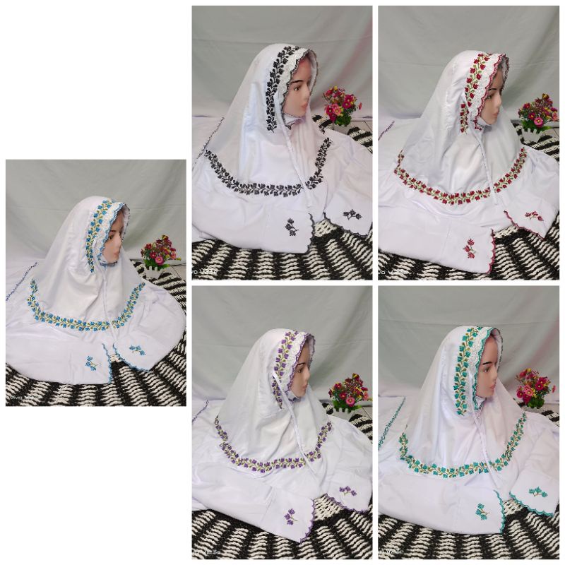 Mukena terusan dewasa bordir komputer