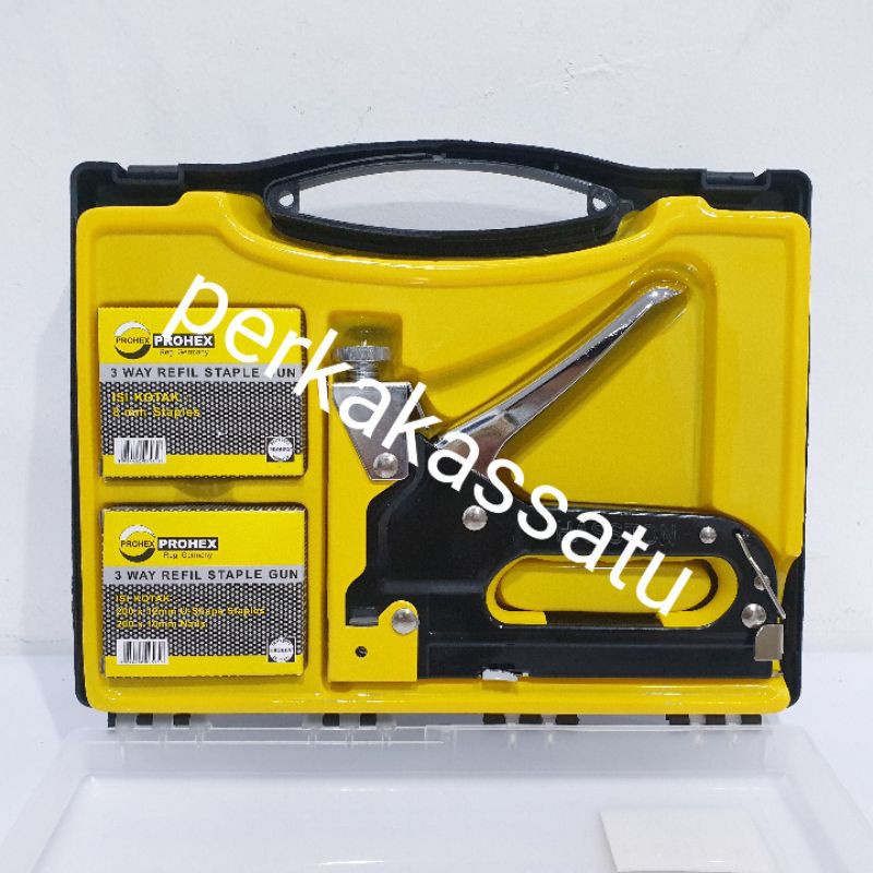 

STAPLES GUN TACKER 3 IN 1 STAPLE JOK TEMBAK 3 WAY SET PROHEX HASSTON 4090-004