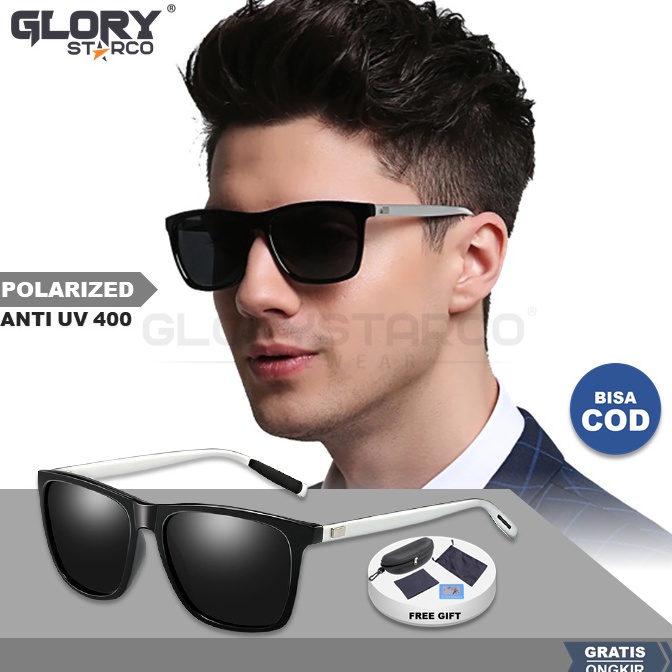 Original Kaca mata Polarized Pria Keren Anti UV Trendy Terbaru Kaca mata Hitam A378 