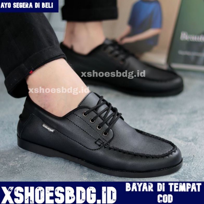 JD36HF90 Xshoesbdg.id x Monza Sepatu Formal Pria Pantofel Hitam Kerja Santai Kondangan Main Hitam Co