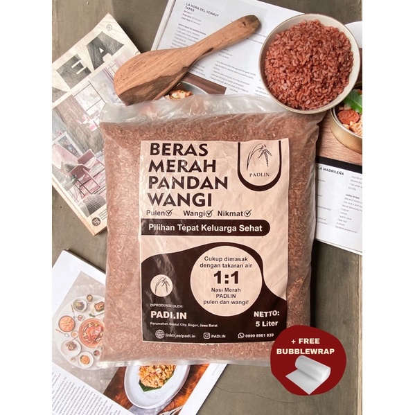 

Beras Merah 5 Liter New Paaging! Pandan Wangi Pulen & Free Bubble Wrap