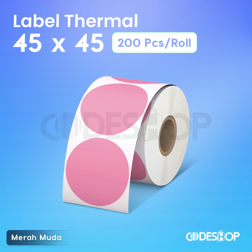 

Label Thermal Bulat 45 x 45 Stiker 45x45 mm Warna Pink isi 200 Pcs
