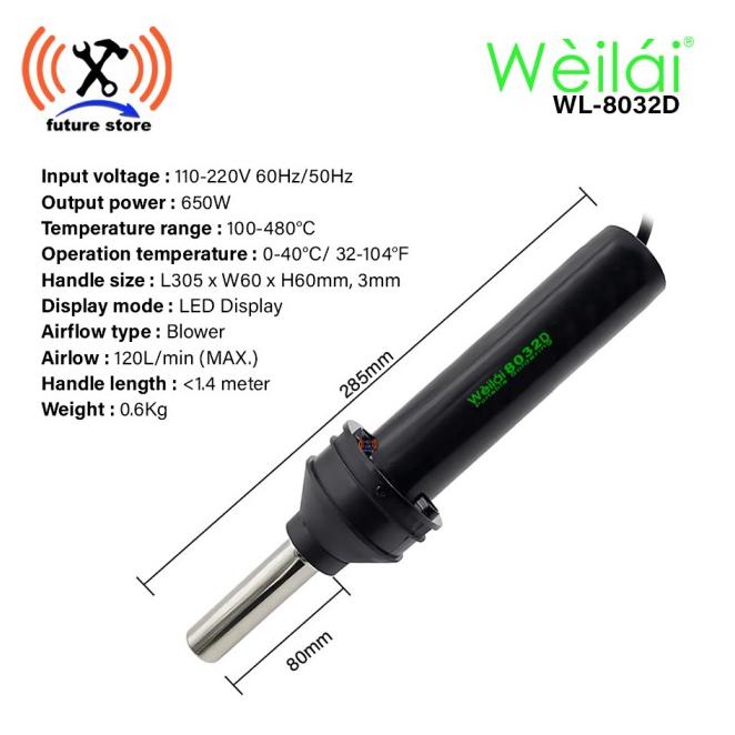 Weilai Wl-8032D Digital Blower Portable Solder Uap Solder Uap