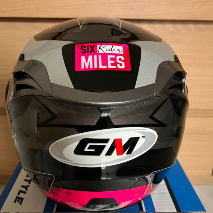 Helm Gm Fighter Six Miles - Black Pink Singgle Visor