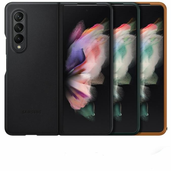 Original Leather Cover Case Samsung Galaxy Z Fold 3 Casing Kulit