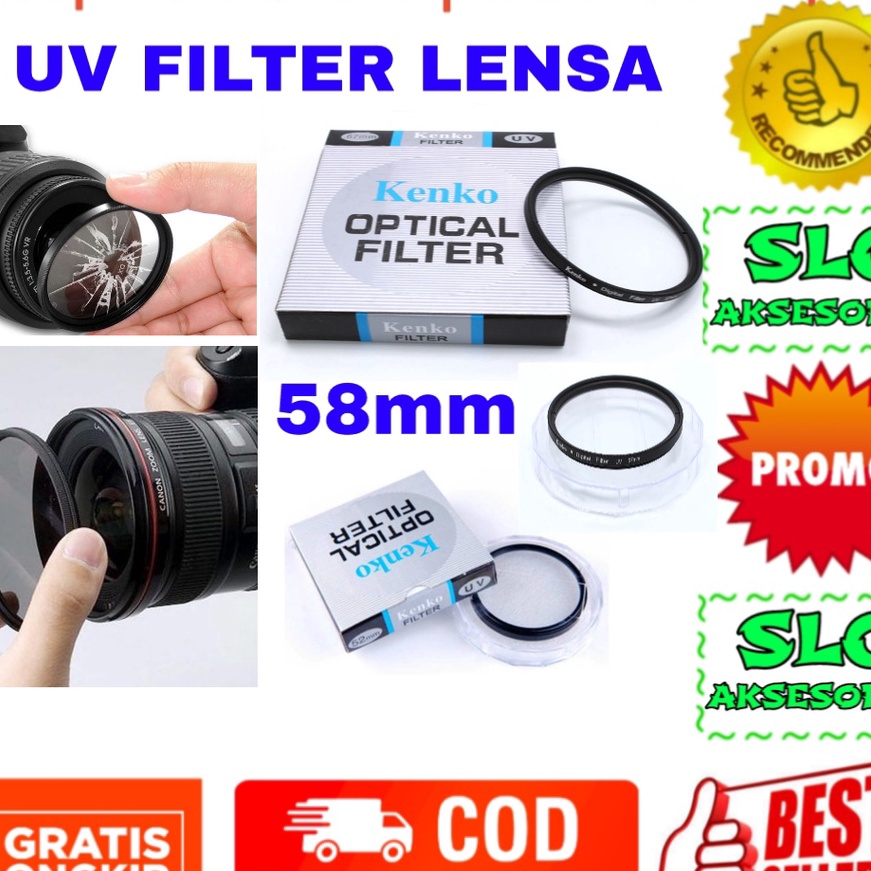 (L-K❦❤14) SLC - Uv Filter Kenko 58mm Optical For Lensa Standar Canon 18-55mm Kit Yongnuo 50mm Mark i