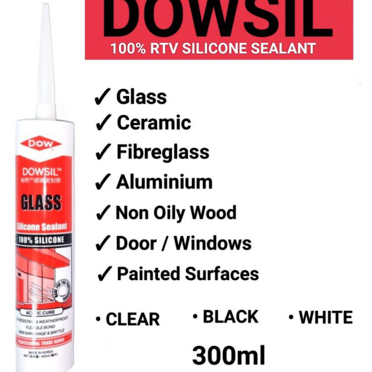 Promosi SpesialMm3M7 Lem Kaca Silicone Sealant DOWSIL GLASS  / DOWSIL ASAM ACETIC