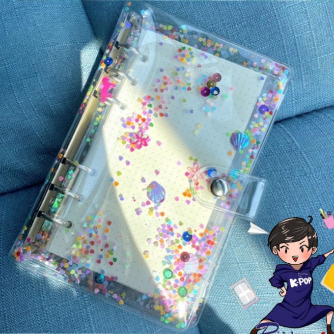 

[O-V❦♡N) A6 ONLY Cover Sequin Manik Binder Diary 6-Ring/ terviiral.!!