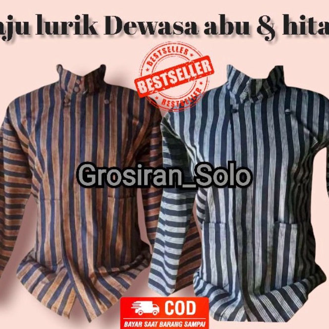 [W-F➲➛N] Baju lurik pria HITAM & ABU / Baju adat jawa / baju jawa pria / Surjan lurik / baju jawa/ p