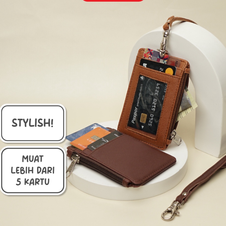 

(㊛-4HQ♫] ID Card Holder Resleting Name Tag Seleting ID Card Risleting Name Tag Lanyard Zipper Kulit Sintetis v2 - trending..