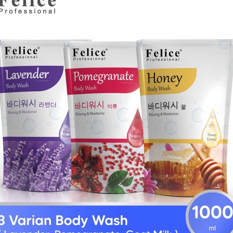 [L-Z☼♪D] Felice Professional Body Wash Pouch 1000ml- berkualitas!