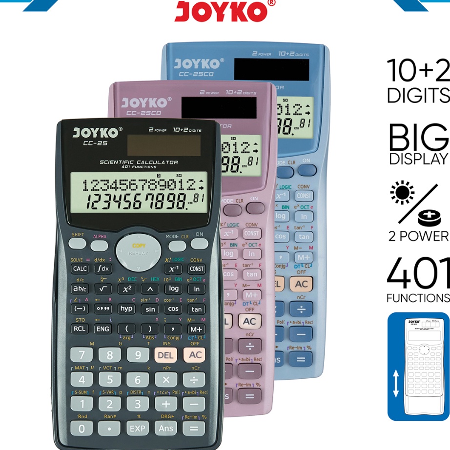 

[✔ K✮0B> Calculator Kalkulator Joyko CC-25 Scientific 401 Functions/ siiap.dikirim.