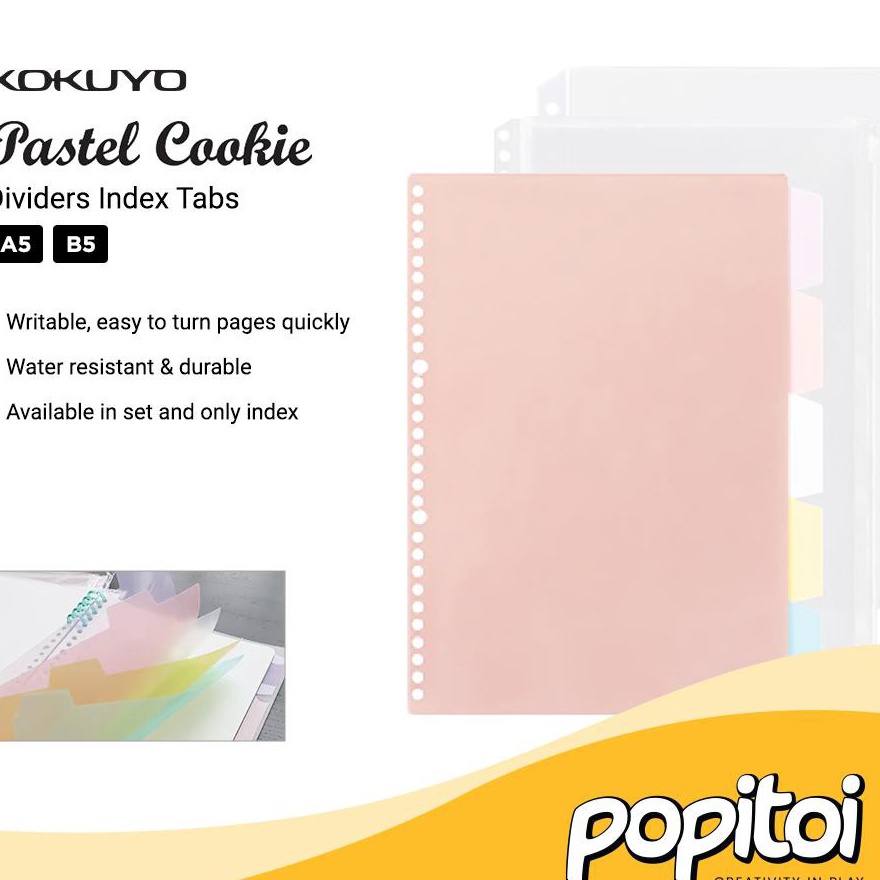 

(❤ P☆ZN> KOKUYO Pastel Cookie Loose Leaf Binder Dividers Index Tabs w/ Clear Zipper A5 B5- kekiniian.!
