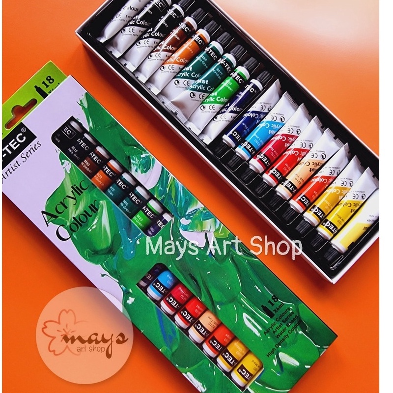 

[✯ K❦14L> Cat Akrilik Set 18 Warna V-Tec / Cat Lukis Kanvas - Acrylic Paint Color V Tec 6ml / Acrilic Colour 18x6 ml - 12 x 6 ml Vtec- langsung.kirim..
