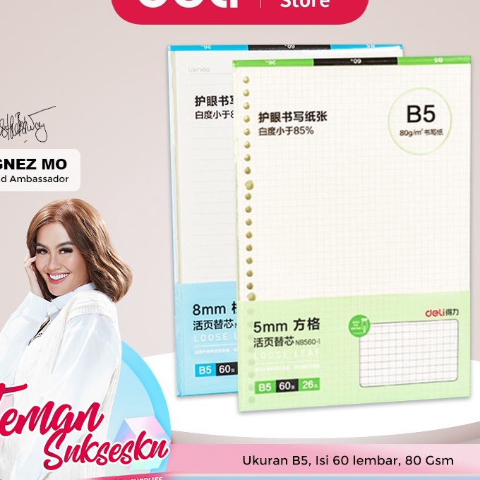 

(P-X➤㊚D) Deli Loose Lead / Isi Binder B5 , 60 Lembar 80 GSM Paper NB560-1/ berrkualitas..