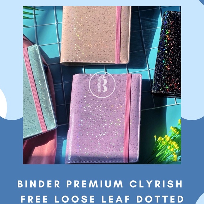 

[AV✯.0☎] Bindermu READY Binder Premium Clyrish with strap GRATIS KERTAS 20ring A5 dan 26ring B5 Notebook Glitter Hologram Pastelberkualitas.!!