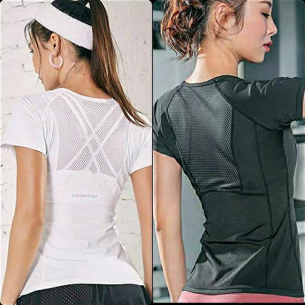 Cod Jdf Shop 522 - Gladys Sportees Slim Fit Kaos Sport Running Mesh Yoga Gym / Baju Atasan Olah Raga