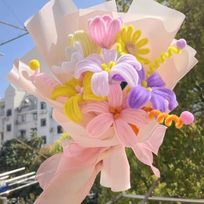 _ GROSIR [BS] Kawat Bulu Mercy Warna Pastel Pipe Cleaner Warna Soft Pink Muda Size Kawat 30 Cm Model